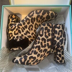 Kate Spade Leopard Print Ankle Boots - Women's Stylish Zip Heels